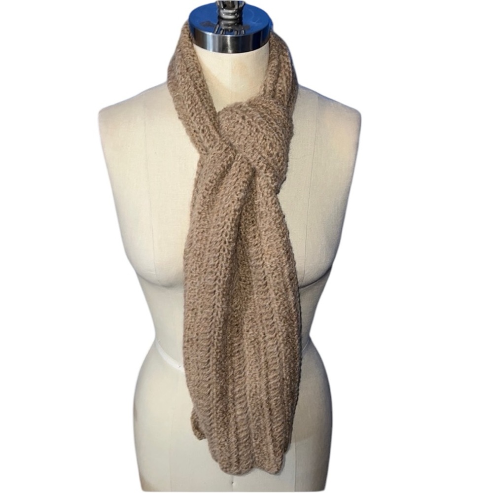 Tan Hand Knit Scarf OS